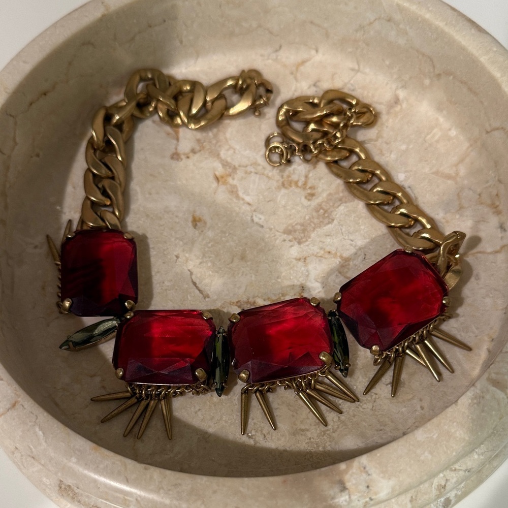Gold and Red Statement Necklace